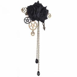 Damen Steampunk Gear Rose Haarspange/Brosche