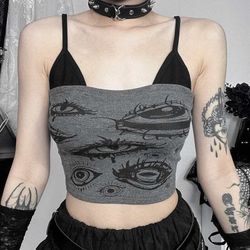 Damen-Tanktop mit Grunge Evil Eyes-Aufdruck