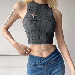 Zerrissenes Tanktop für Damen mit Grunge-Stern